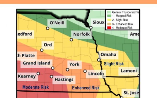 Lincoln In Enhanced Risk For Severe Weather on Wednesday Night